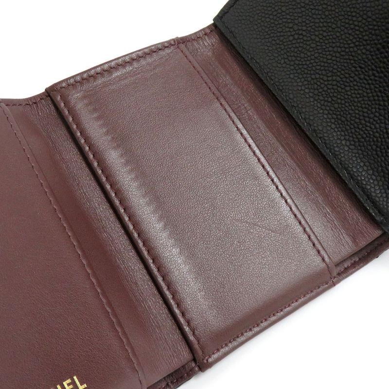 Chanel Classic Small Flap Wallet Ap0230 Quilted Caviar Leather Black thumbnail 8