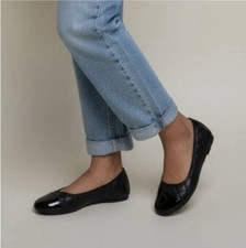 VIONIC DESIREE SIZE 7.5 W BLACK Patent Toe And Quilted Upper Ballet Flat New