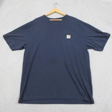Carhartt Shirt Mens Large Navy K87 Loose Fit Heavyweight Pocket Workwear Tee