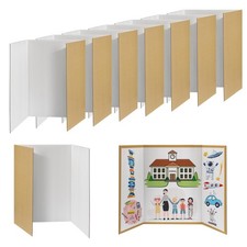 8 PCS Trifold Poster Board - 16" x 23" Small Tri Fold Display Board Hard  Th...