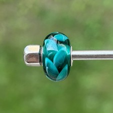 Authentische Trollbeads OOAK Unikat Glasperle selten Zöpfe türkis türkis 