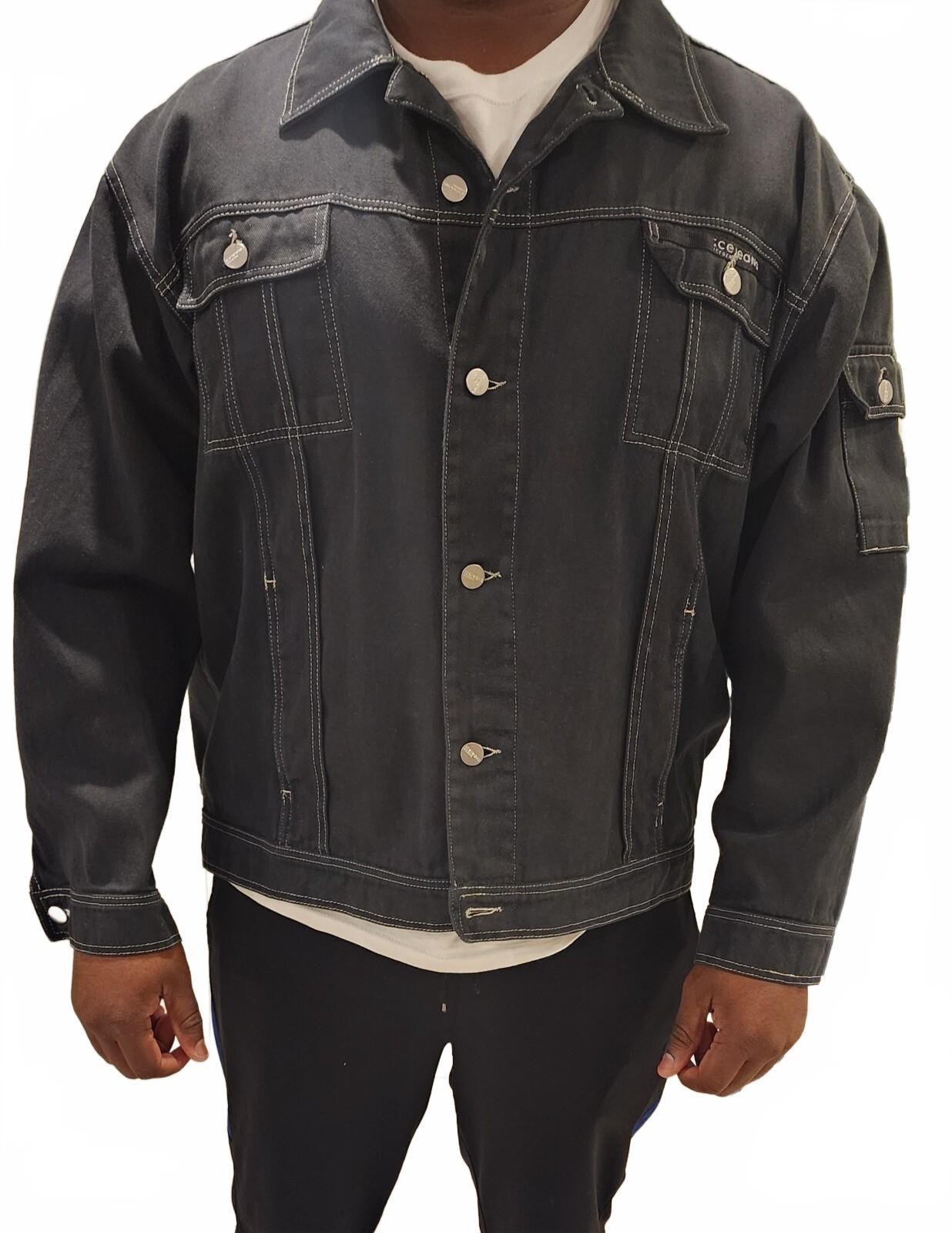 Ice Jeans Black Denim Jacket Size 56 Oversized Y2K Utility Workwear - second product detail image