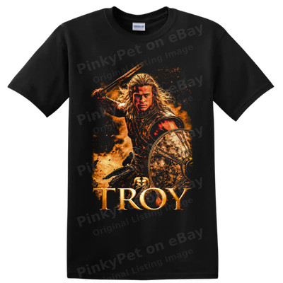 Achilles Troy Warrior T Shirt w Shield Sword Ancient Greek Battle Movie Epic Tee