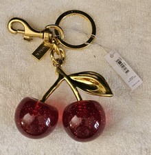 NEW Coach Red Cherry Apple Bag Charm Keychain Resin Metal Brass Purse Decoration
