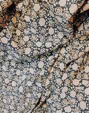 Navy Cream Print Texture Poly Crepe de Chine Fabric 1.5 Yards Remnant
