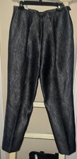 Escada Margaretha Ley VTG Gray Jacquard Wool Silk Sz 40 EU 10 USA Pants Slacks