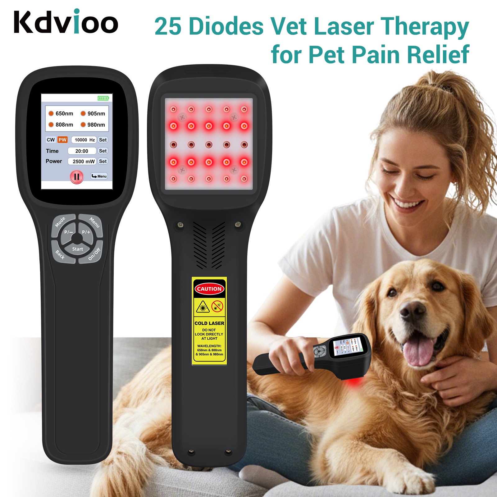 2500mW Fourwave Cold Laser Therapy Red Light Device for Pain Relief 25 Diodes