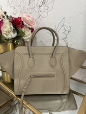 CELINE Luggage Beige Pebbled Top Handle Satch...