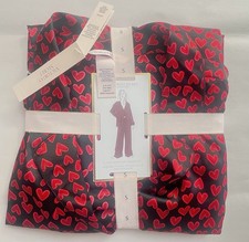Victoria  s Secret Glazed Satin Long Pajama Set Red Heart Print Size Small S
