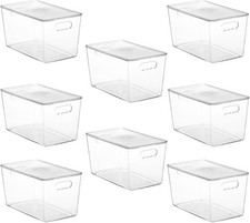 8 Pack Clear Stackable Storage Bins with Lids,XLarge Plastic Containers with