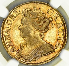 QUEEN ANNE 1713 FULL GOLD GUINEA...NGC Graded Extra Fine 40