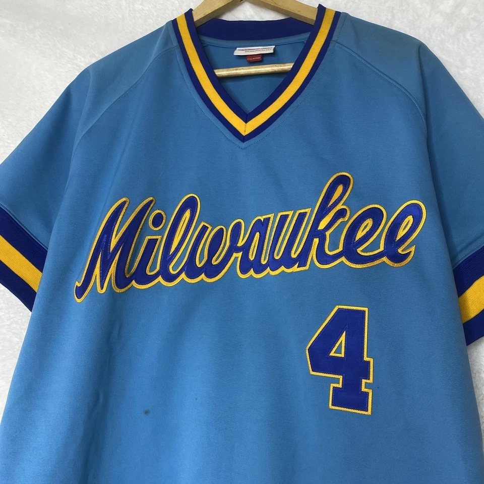 Camiseta Mitchell Ness Throwback 1984 Milwaukee Brewers #4 Paul Molitor talla 44 Foto 3 de 4