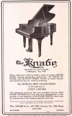 1910 The Knabe Mignonette Style H Grand Piano Print Ad Wm Knabe Co NEW YORK