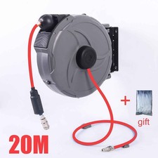 66ft/20m Air Line Compressor Air Hose Reel  Retractable Wall Mount Tube Round