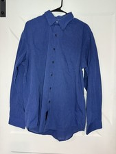 Van Heusen Slim Fit Stretch Size: L 16- 16.5  Blue Long Sleeve button up