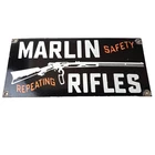 Vintage Marlin Rifles Sign - Dealer Firearm Advertising Gas Porcelain Sign