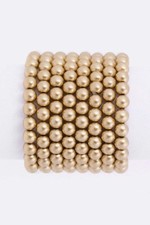 Pearl Stretch Bracelet Set Layered Stackable Gold Beaded