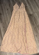 SHEIN Size 6 Pink Lace Maxi Dress Boho Festival Cottagecore Fairycore Vibe