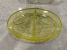 Vaseline Uranium Glass Yellow Divided Dish — photo 2