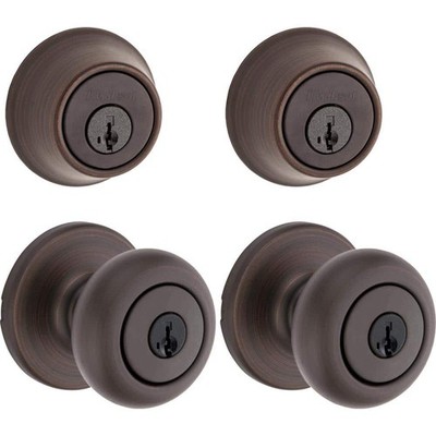Kwikset Cove Venetian Bronze Keyed Entry Door Knob & Deadbolt Project Pack