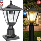 Solar Post Lights, 3000K Dusk to Dawn Solar Lamp Post Light with Pier Mount Base