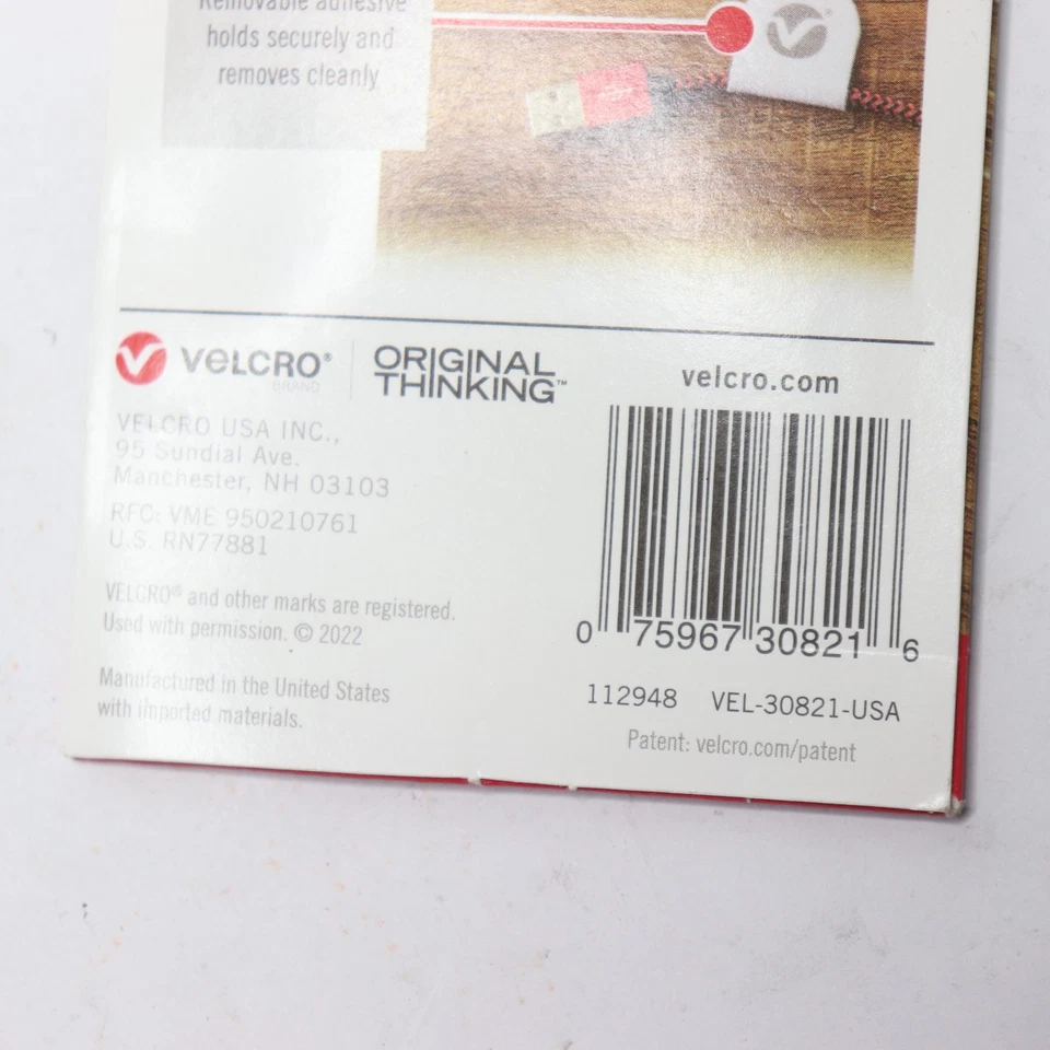 (10-Pk) VELCRO(R) Removable Adhesive Back Holds Secure Cable Clips Nylon White - Image 2 of 4