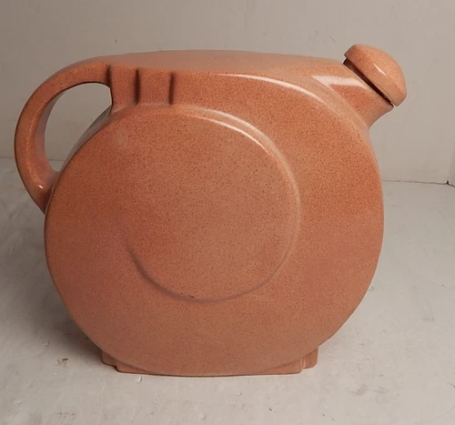 Vintage Art Deco Cinnamon Frankoma Refrigerator Jug Pitcher & Cap Ada Clay