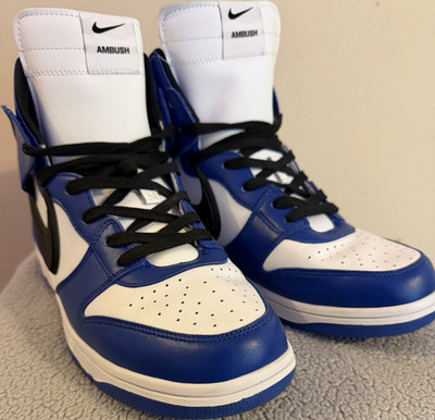 Nike AMBUSH Dunk High Blue White Black Leather High-Top Sneaker Breathable