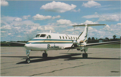 Brockway Air Beechcraft 1900C Airplane Ogdensburg New York Postcard (10692)