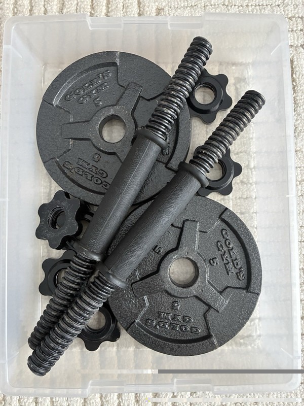 Variety of 1” Weight Plates, 2 14” Weight Bars & Collars