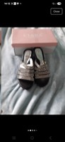 WOMENS SIZE 6   MISS DIVA ELEANOR WEDGE SANDALS GLITTERY NEW AND BOXED