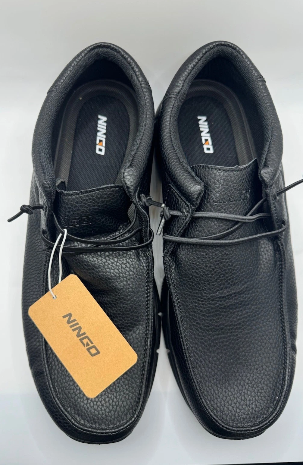 Ningo Black Leather Non Slip Water Resistant Work Loafers