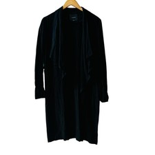 Elodie Linen Blend Draped Open Front Jacket Size S Small Black