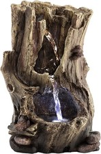 Indoor Tabletop Water Fountain Rainforest Tree Trunk Waterfall LED Light Decor