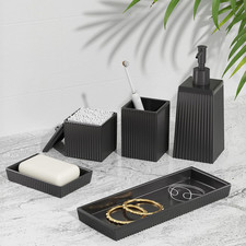 Bathroom Set - Black Bathroom Accessories Set, 5PCS Ceramic Bathroom Accessory S