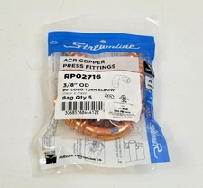(QTY. 5) Mueller Streamline RP02716 3/8" ACR Copper Press 90° Elbow