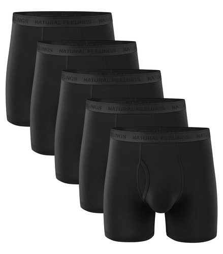 Mens Underwear Bamboo Viscose Boxer Briefs Breathable Underwear Regular Long ...