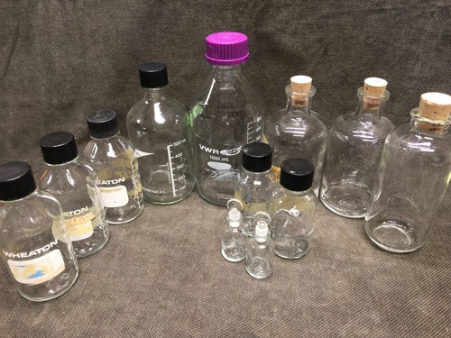LOT 12 Glass Lab Storage Bottle, 1000ml 500ml