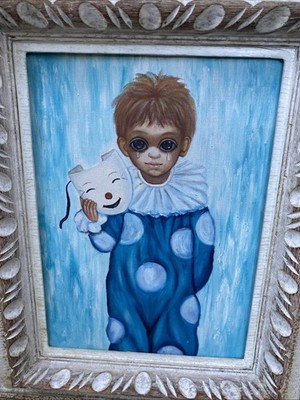 Vintage 1960s Margaret Keane (inspired?) Framed Big Eyes Original