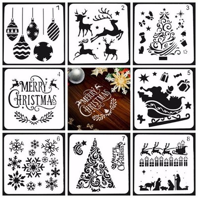 Christmas Stencils Template Reusable Plastic Craft for Art Drawing Painting Spra