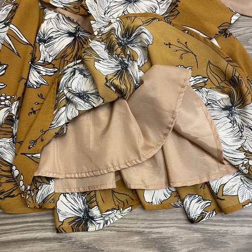 Zero DC dunkelsenfgelb Blumen Fit & Flare Glockenärmel Boho Minikleid Gr. M - Bild 12 von 14