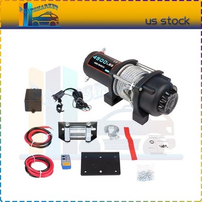 12V Electric Winch 4500LBS ATV UTV SUV Winch Kit W/ Steel Rope Waterproof US