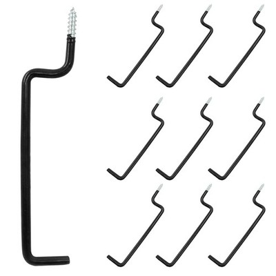Black Screw-in Garage Storage Hooks for Ladder Bicycle 10PCS Screw-in Hooks