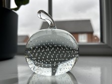Jaffa Rose Apple Paperweight Controlled Bubble-  Whitefriars flint style 
