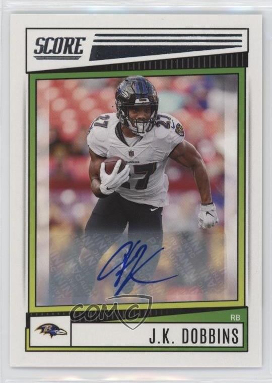 2022 Score Signatures JK Dobbins #185 Auto 3r4