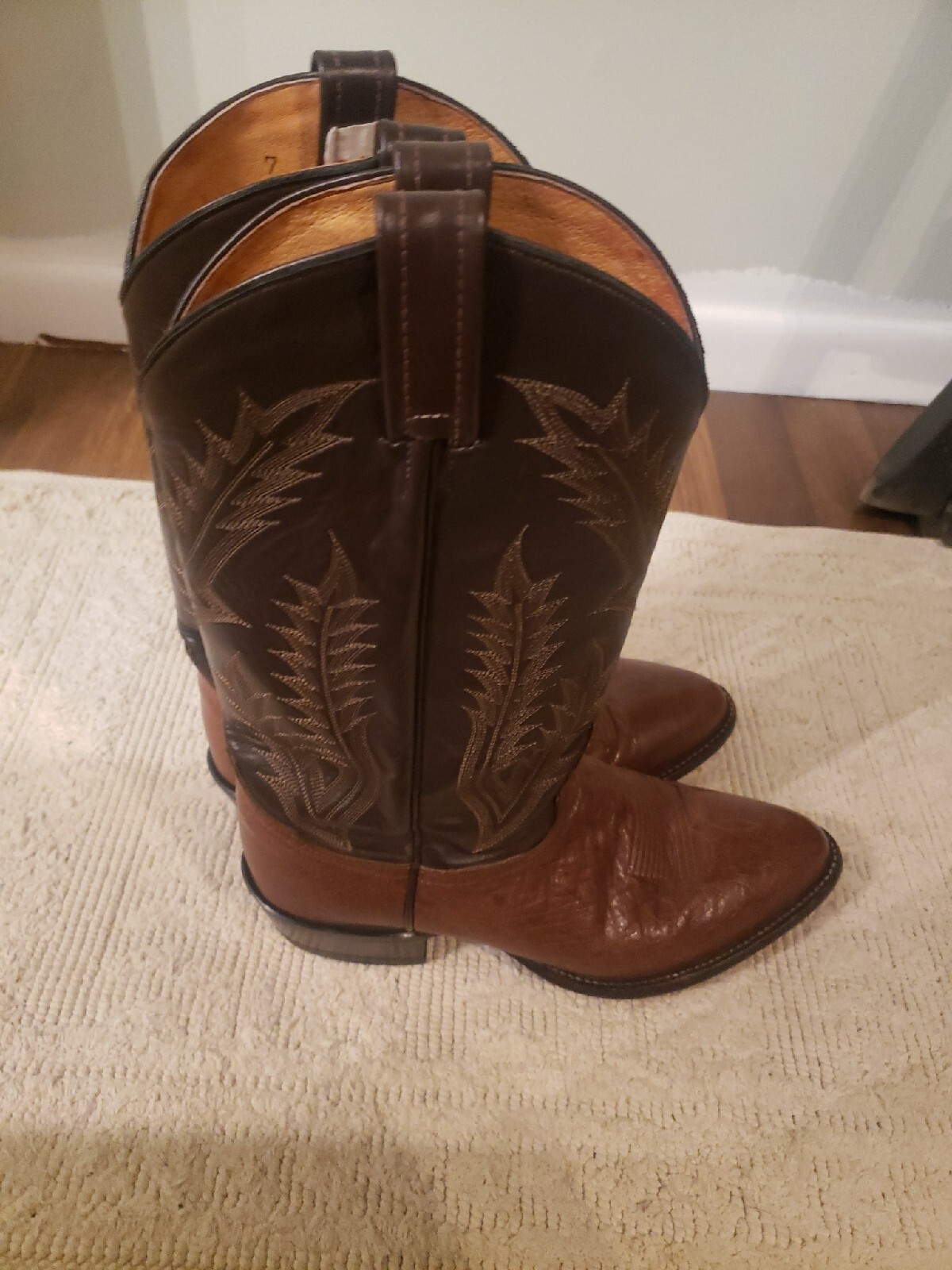Tony Lama Smooth Ostrich Mens Vintage Cowboy Boots 7 eBay