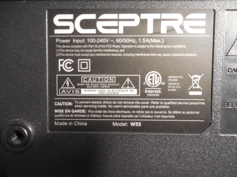 Televisor Sceptre W55 HD LED 55 con patas de sonido eléctrico control remoto SIN pieza de imagen solamente Foto 4 de 4