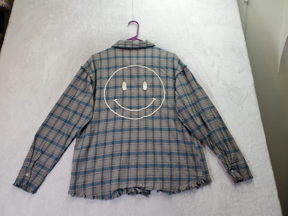 Camisa Havana Vintage Mujer Grande Multi Cuadros Franela Algodón Cuello Abotonada Foto 2 de 4