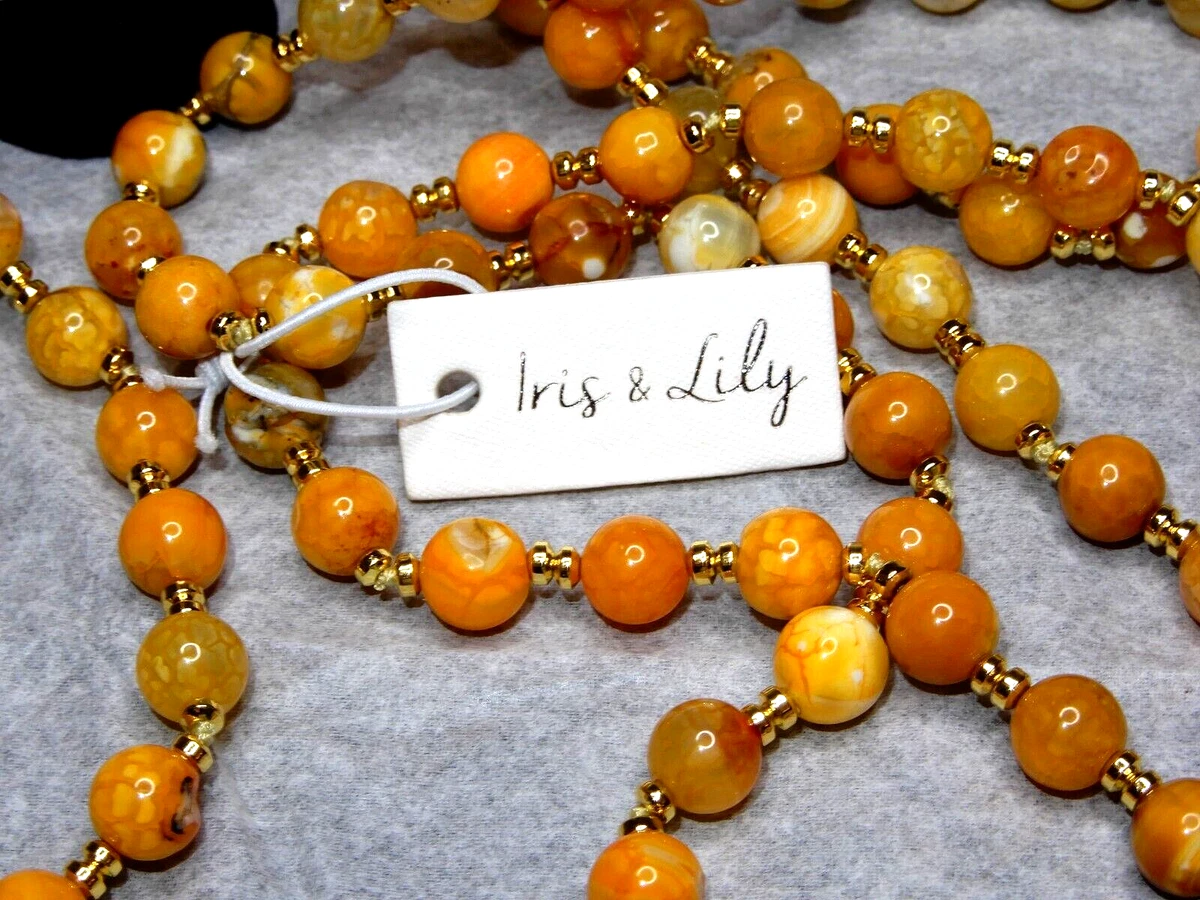 Iris Lily London Genuine Gemstone Agate Bead Gold Yellow 60