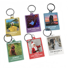 Personalised Photo Keyring Custom Your Own Image and Message Keychain